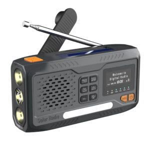 Nødradio DAB+/FM - 4800 mAh powerbank - Håndsving - Solcelle